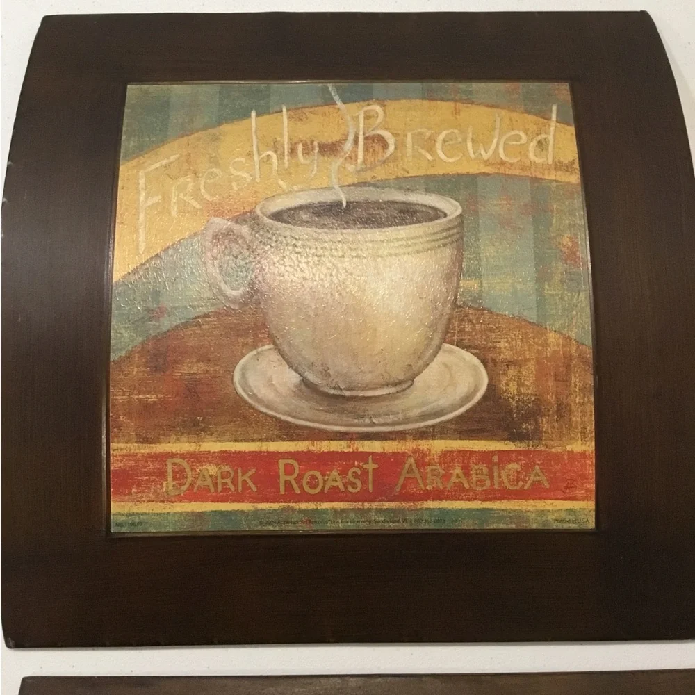 Retro Coffee Theme Metal Art Wall Decor Quality Prints Set Of Two 12